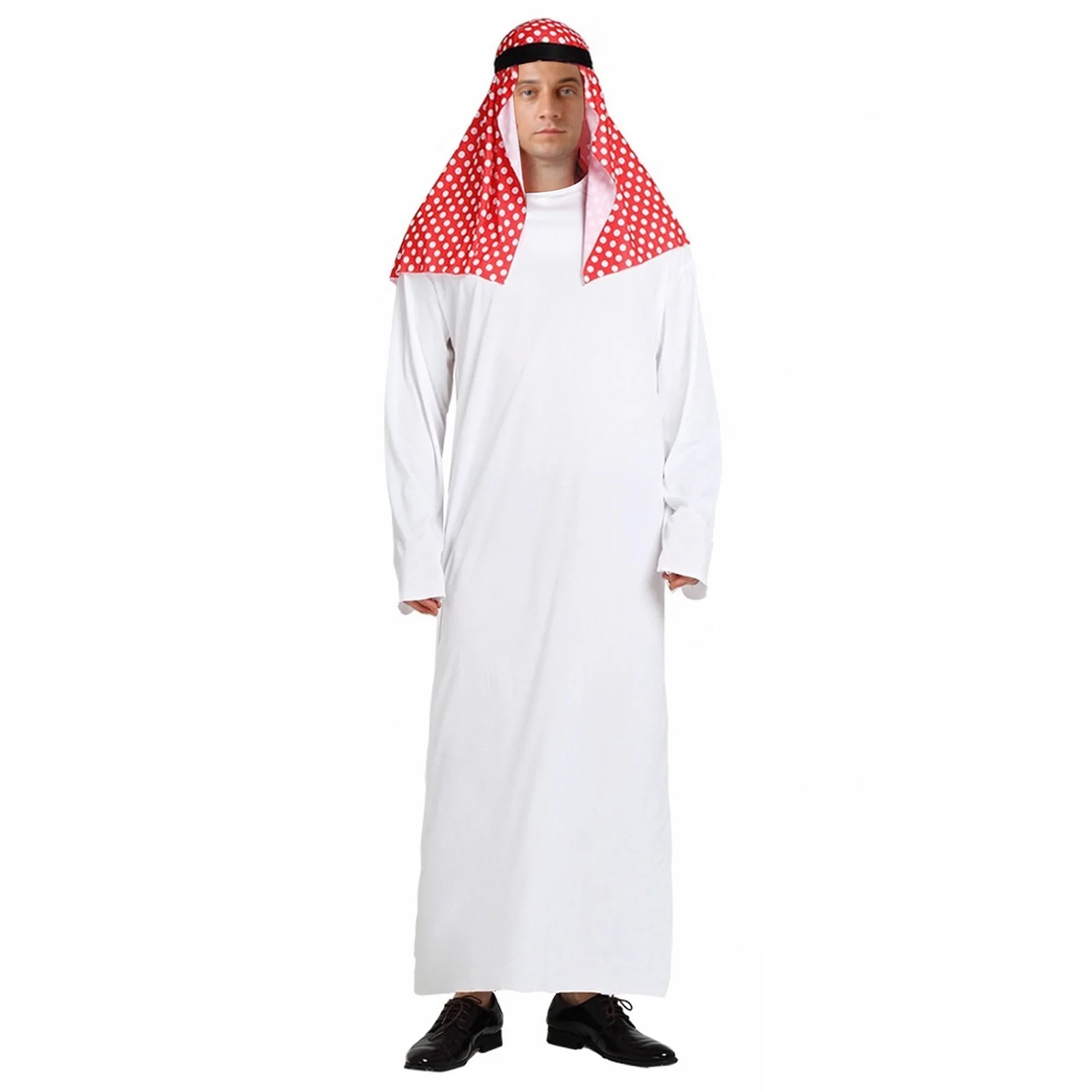 

Men's Halloween Arab Dubai Prince King Cosplay Robe And Head Scarf Long Sleeve Head Wrap for Carnival Fancy Dress-up Party