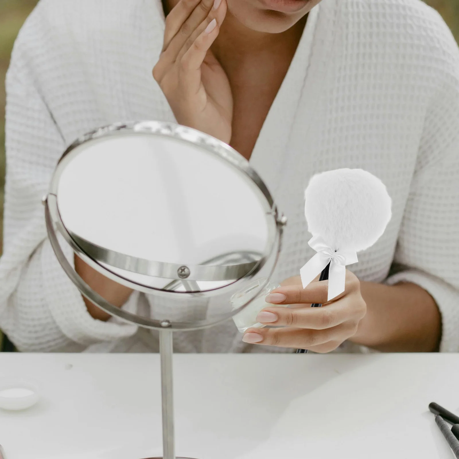 

Makeup Puff Body Powder White Baby Household Bow Cosmetics Sponge Long Soft Refreshing Home Salon Use Dry