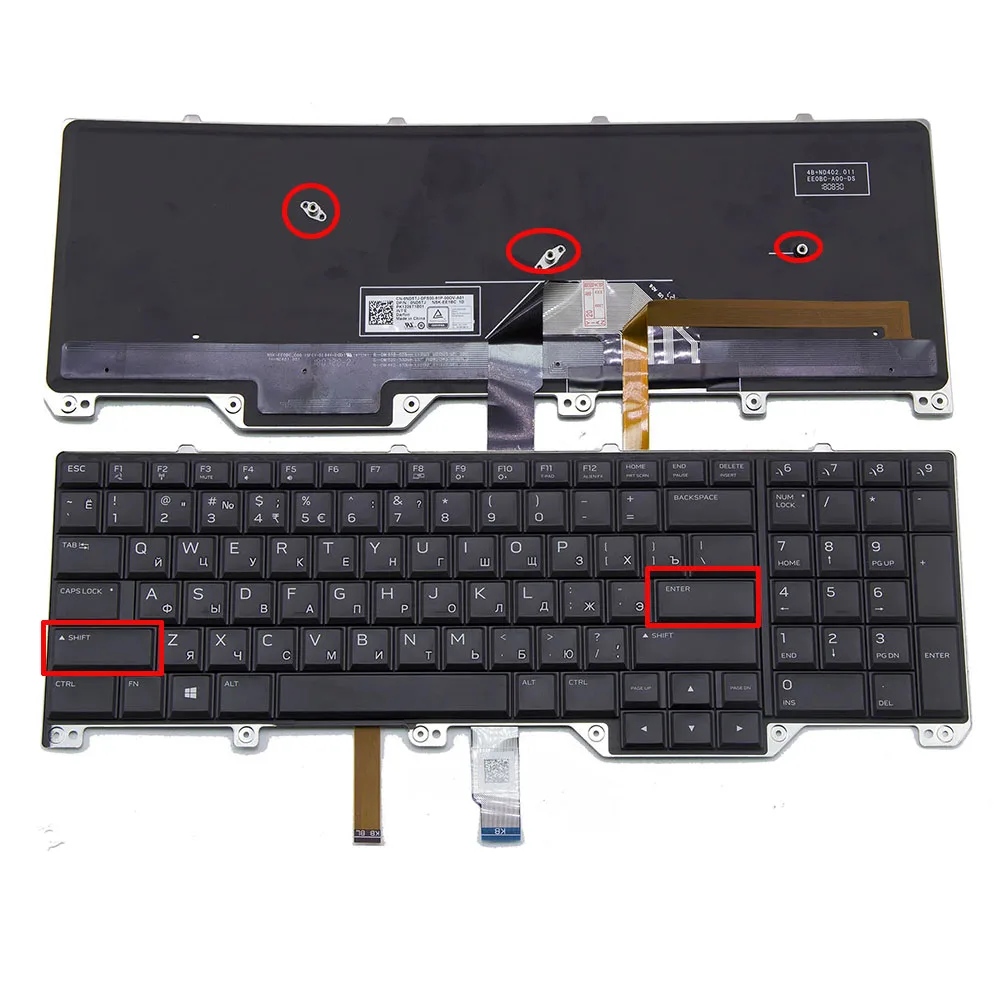 US Russian Backlit Keyboard For DELL Alienware 17 R4 P31E 0WN4Y PK131QB1A00 V155725AS1 NSK-EE0BC