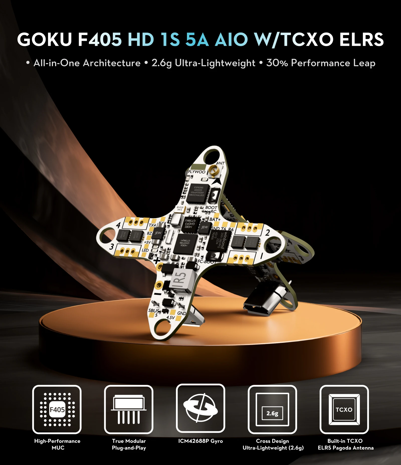Flywoo GOKU F405 HD 1S 5A AIO FC 2,6g für Micro HD FPV Drohne