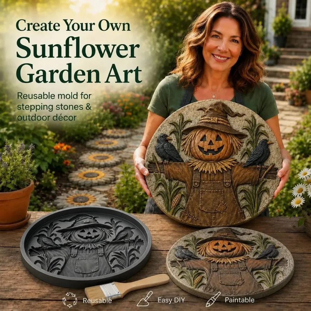 Reusable Pumpkin Stepping Stone Mold Pumpkin Shape Concrete Casting Path Paver Mold Outdoor Decor DIY Garden Craft