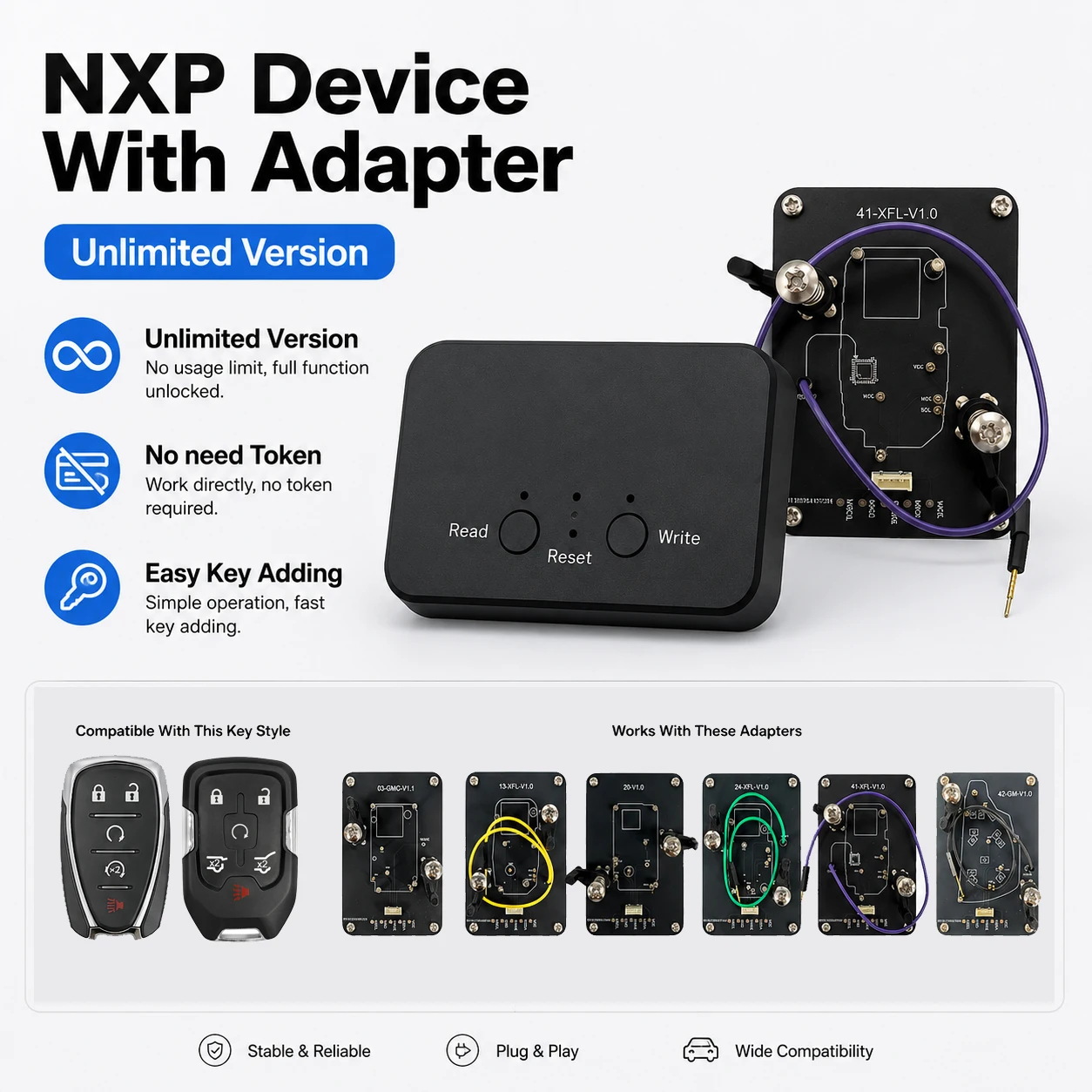 

CNP259 NXP Killer With Adapter HYQ4ES HYQ4AS Key Adding For Chevrolet Volt Malibu Camaro For GMC Yukon Yukon XL Terrain 2015+