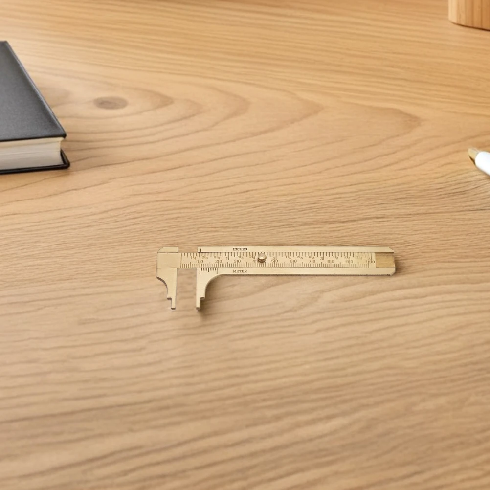 2 pçs pinças de bolso de bronze escala dupla deslizante mini calibre precisão jóias ferramenta medição contas anéis fio bronze calibre régua