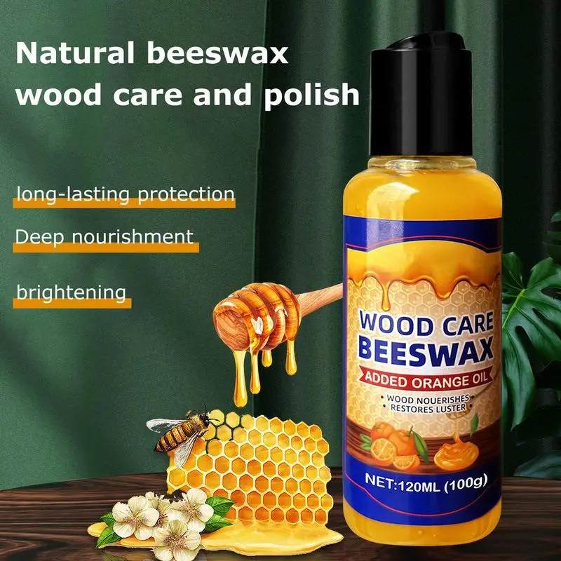 120ml Natural Beeswax Wood Polish Wooden Furniture Polishing Care Cream Natural Pure Wax For Wood Floor Maintenance With Towel