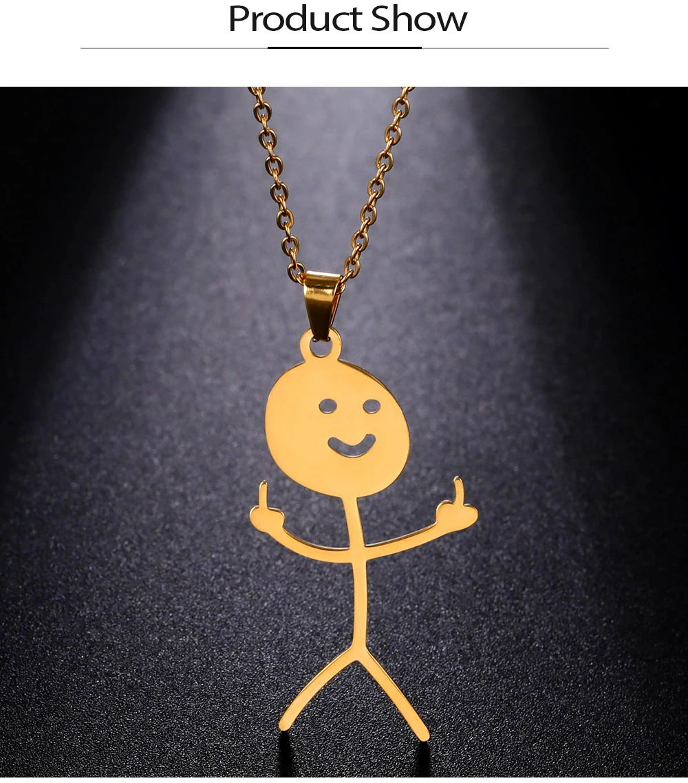 COOLTIME Stickman Anhänger Halskette für Männer Frauen Edelstahl Mittelfinger Geste Kette Halskette Schmuck Geschenk – Detail 8