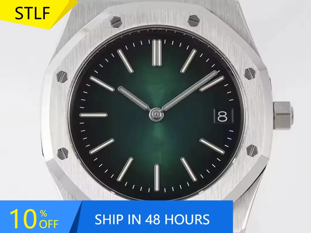 

STLFDirect Sale From Manufacturer Ultra-Thin Green Diving Watch 7121 Movement Stainless Steel Band Power Reserve Feature