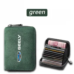 Car business card holder ID Cards Pouch Case Bag Wallet For Geely geometry C Emgrand Gx3 Ec7 Atlas Coolray Cross X6 Accessories