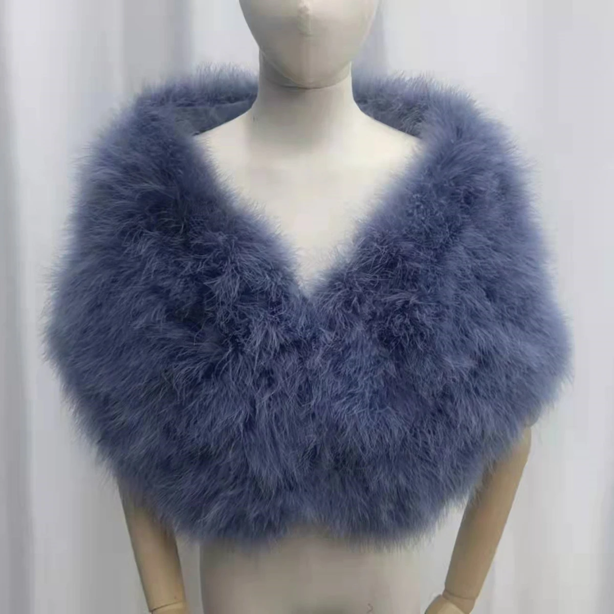 IANLAN Casual Solid Ostrich Feather Shawl Wrap for Women Bride Wedding Stole Ladies Real Turkey Fur Scarves IL00035