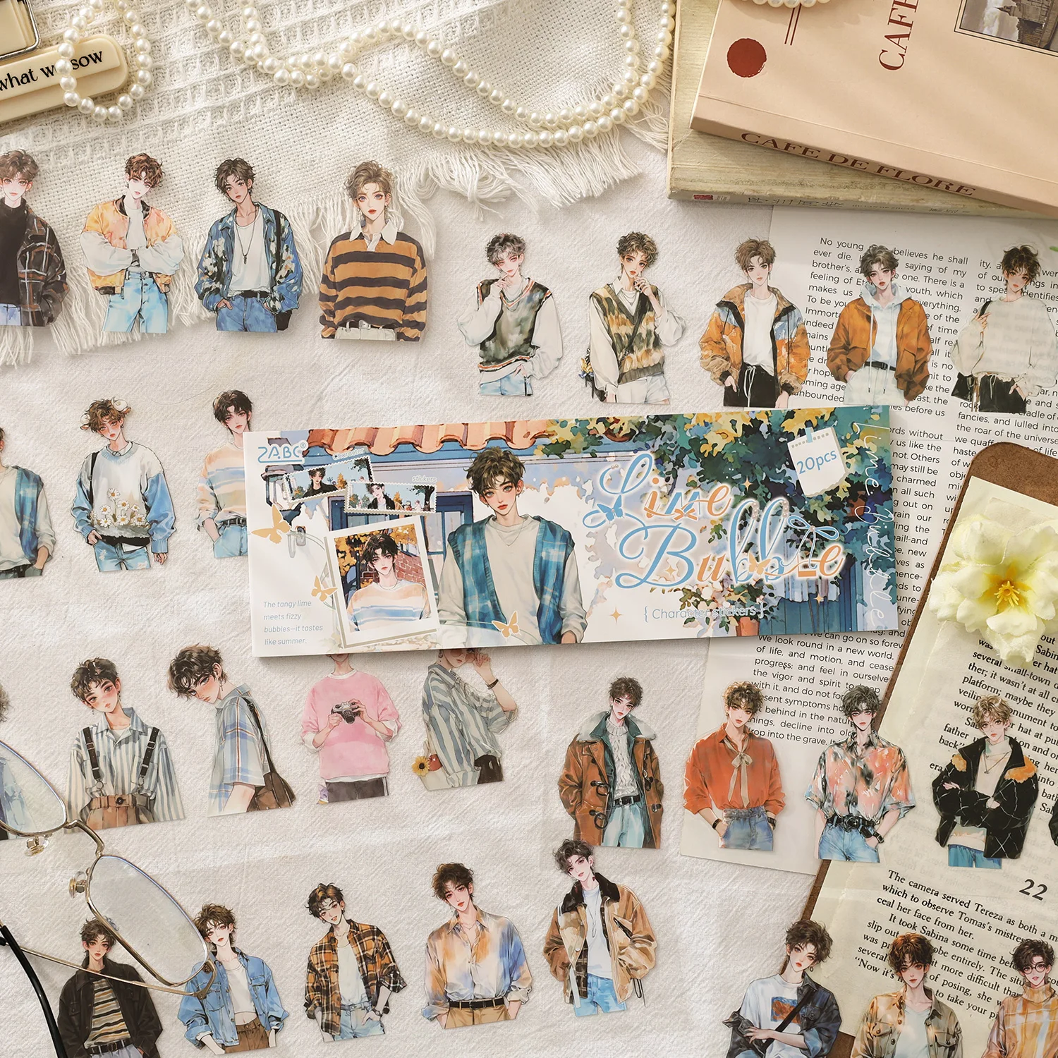 

Journal GO 20pcs Sweet Oxygen Diary PET Scrapbook Stickers Diary Collage Junk Journal Planner Card Craft Handmade Girl Sticker