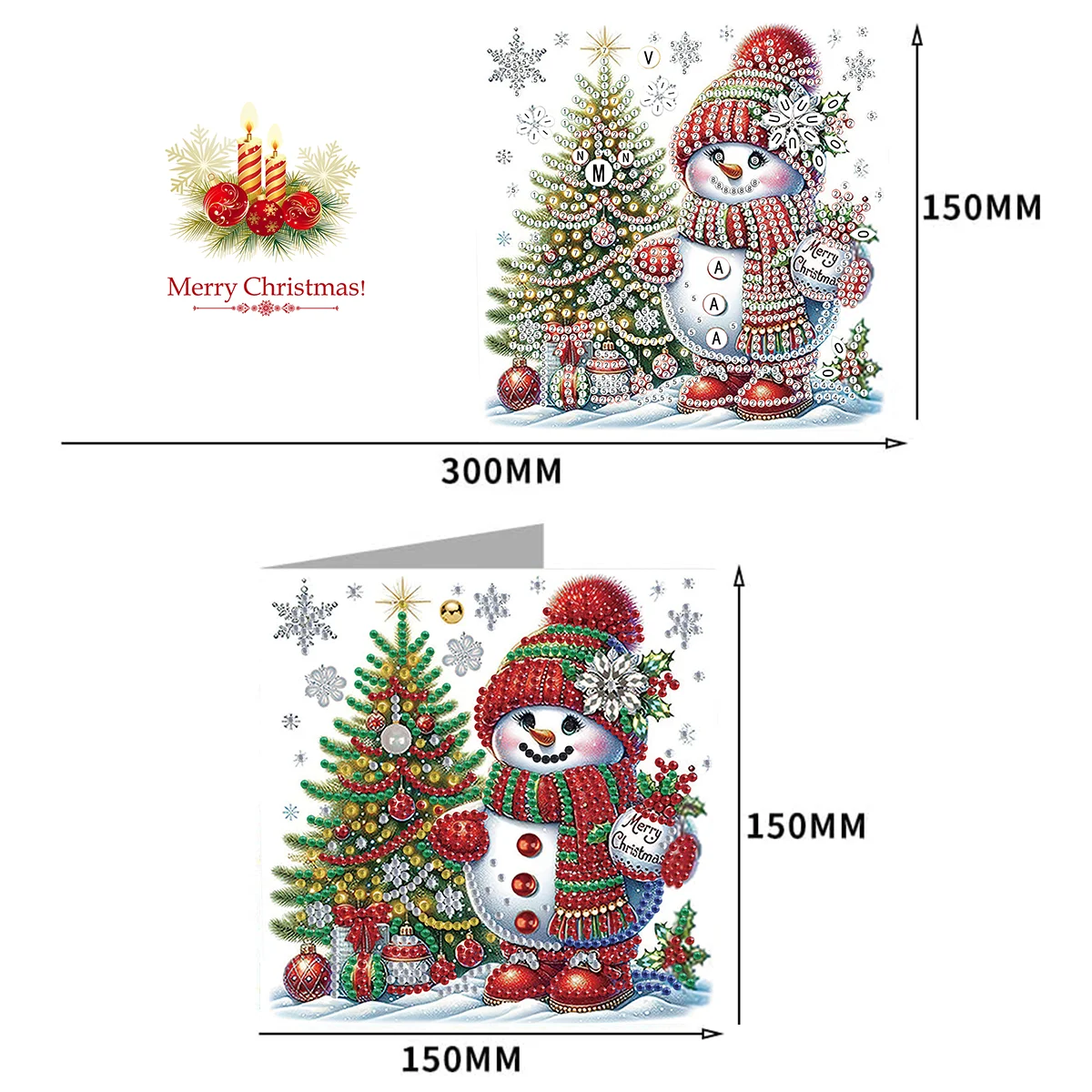 12-Piece Diamond Painting Set, Greeting Card, Christmas Series, Paper Materials, Writing Greetings, Christmas Gifts