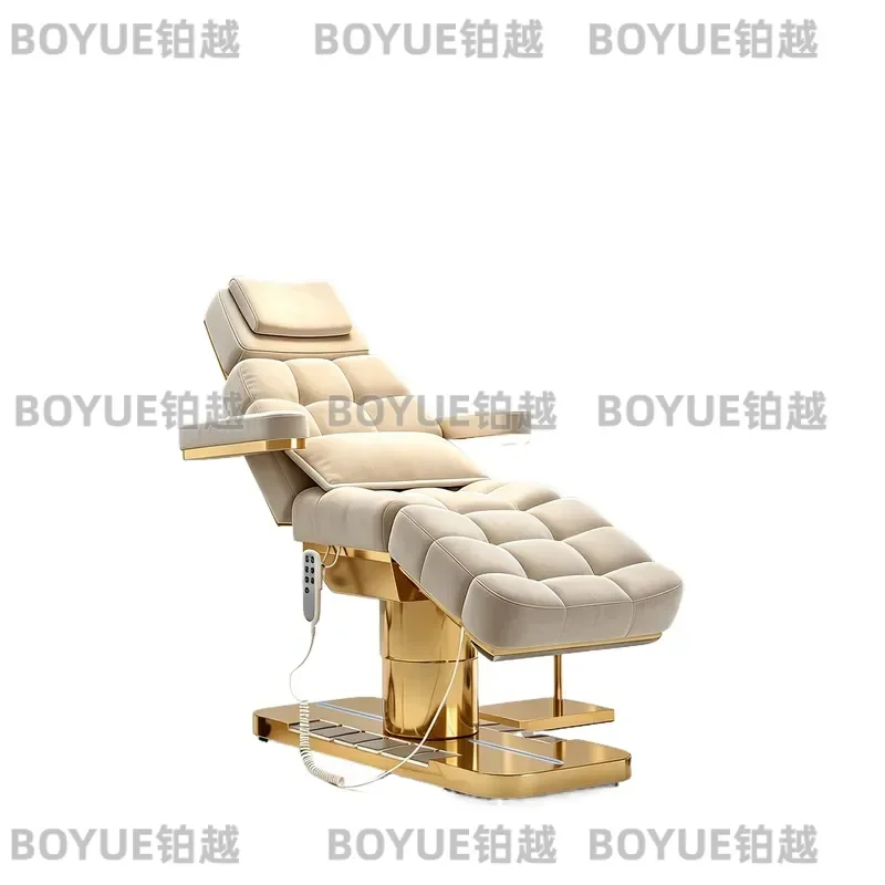Luxury Curved Velvet Electric Beauty Bed 3 Motor Adjustable Spa Massage Table for Facial Eyelash Extensions Custom Color