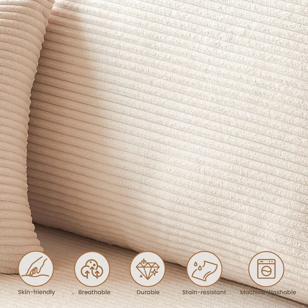 أريكة معاصرة على شكل حرف L مقاس 10.8 بوصة مع مقاعد عميقة من القطيفة، قماش سروال قصير، مثالية لمساحات المعيشة وغرف النوم، جاهزة للاستخدام #6