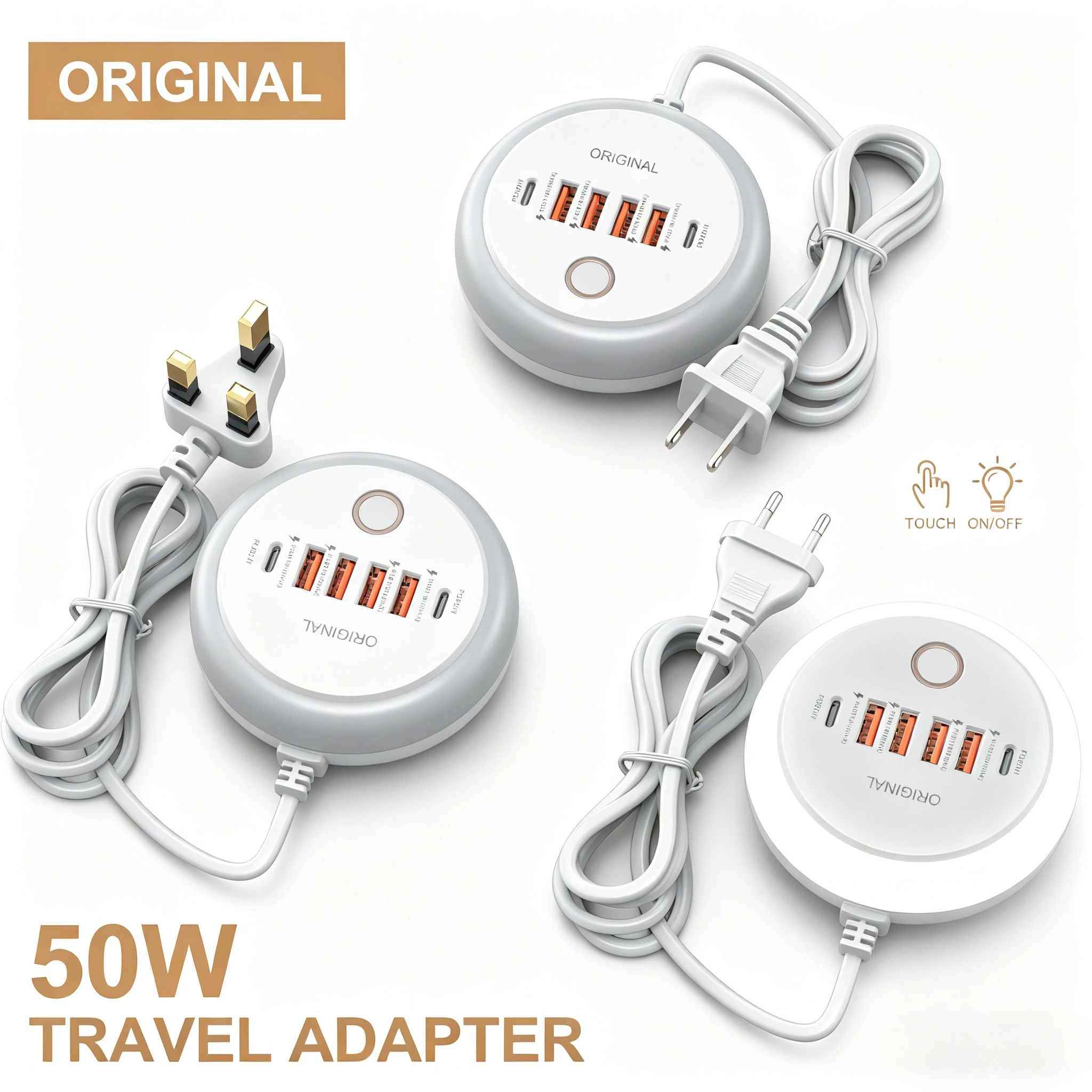 USB Type C Multi Ports Power Strip 50W Fast Charging Charger For iPhone Samsung Xiaomi Huawei Phone Adapter Quick Charge Socket