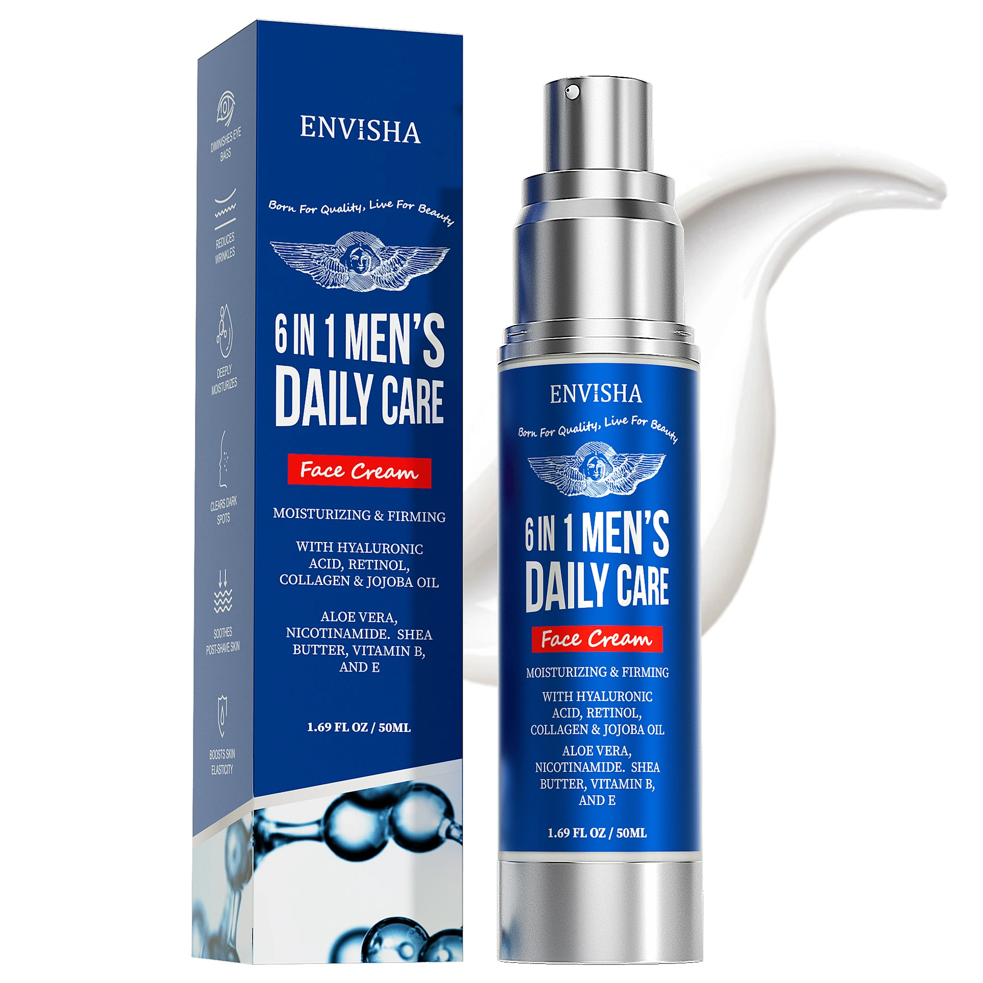 ENVISHA 6 IN 1 Gezichtsverzorging Crème voor mannen Anti-aging Hydraterende Whitening Verstevigende Huidverzorgingsproducten Collageen Schoonheid Gezondheid