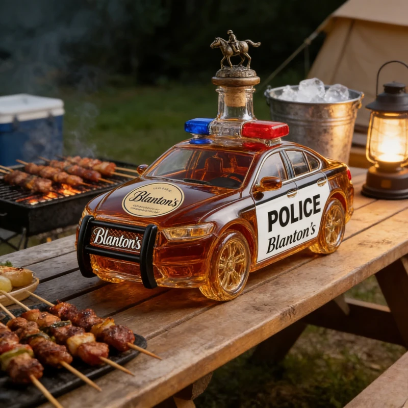 Police Car Shaped Whiskey Decanter Novelty Glass Liquor Dispenser Barware for Men Gift
