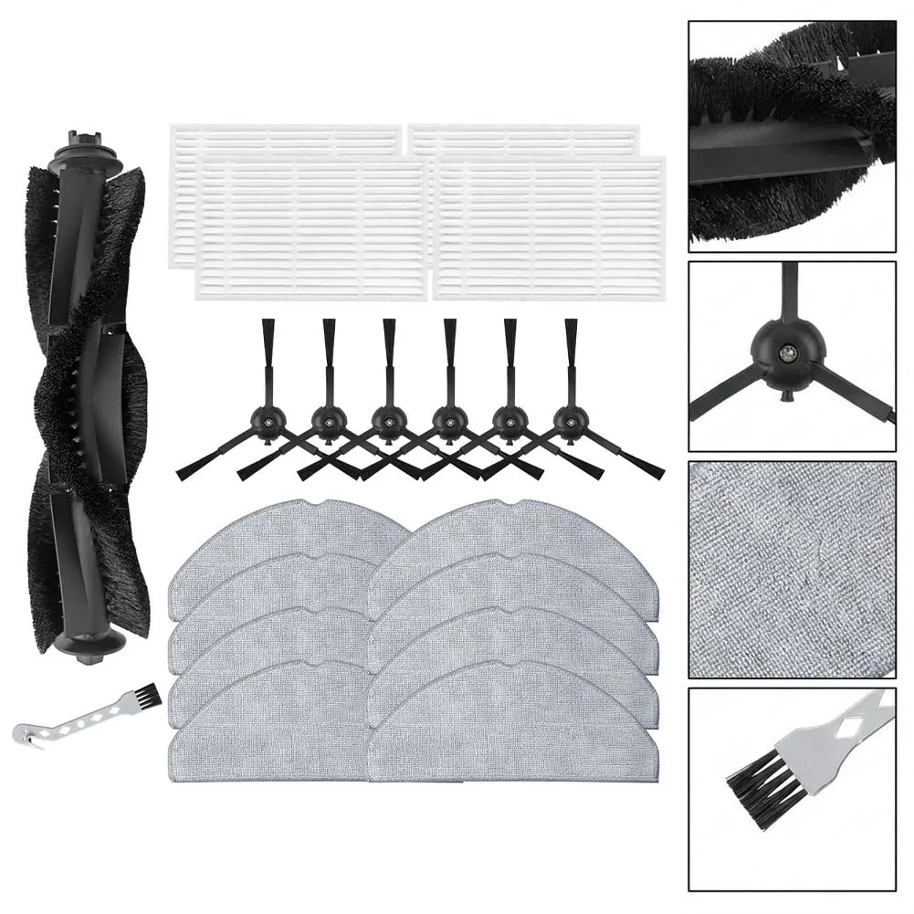 Replacement Main Brush Side Brushes Filter Paper and Microfiber Mop Cloths for lubluelu for l40 B40 L15 Ultra L15 Max