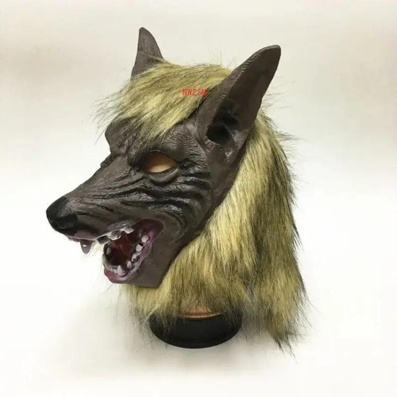 

Cosplay Latex Rubber Wolf Head Hair Mask Gloves, Unisex Novelty Animal Full Mask Halloween Role Play Fancy Dress Party Costume