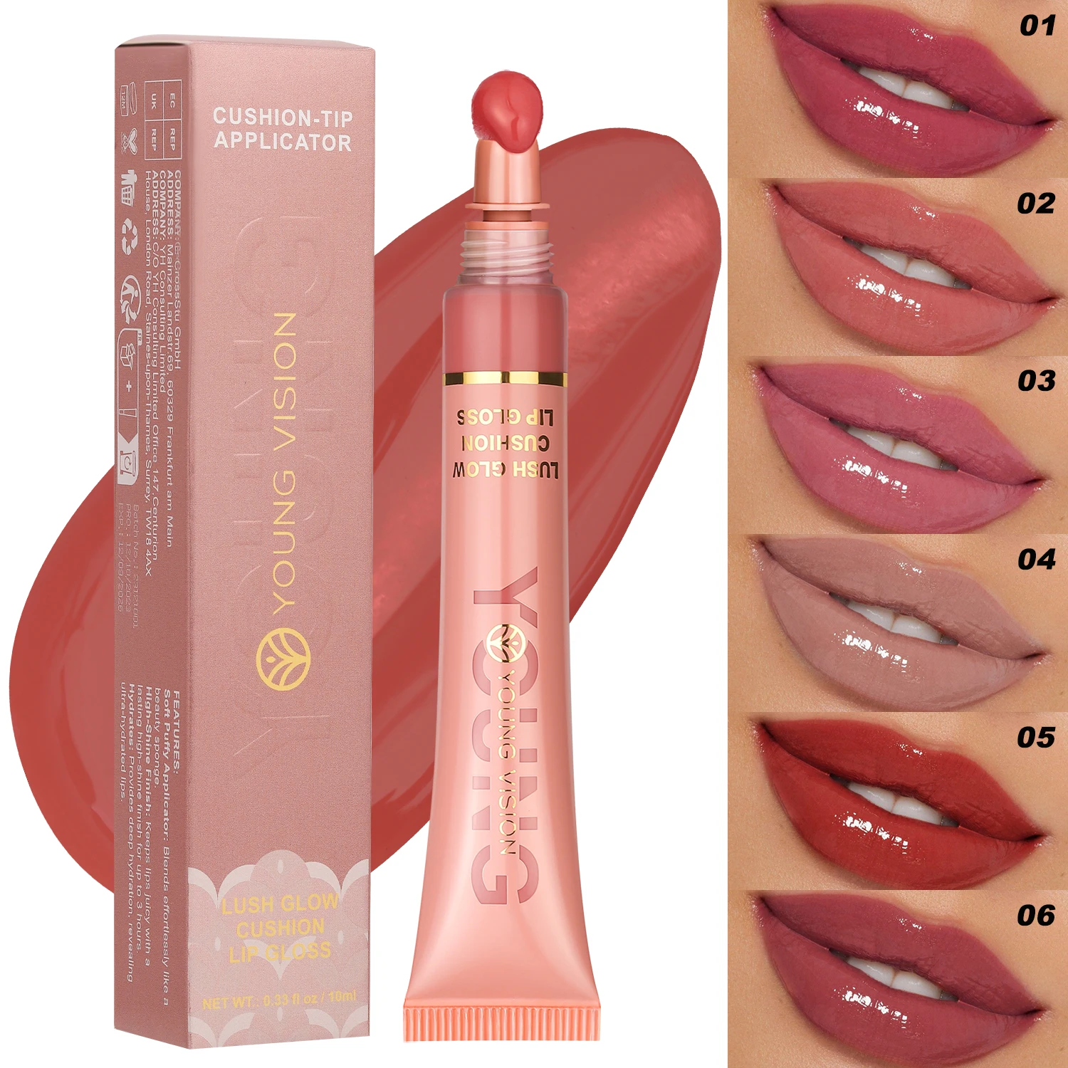 ลิปกลอสชนิดน้ํา High-Shine พร้อม Applicator Plush – การออกแบบหลอดบีบเพื่อการใช้งานที่ง่ายและแม่นยํา เหมาะสําหรับ Dewy ทุกวัน