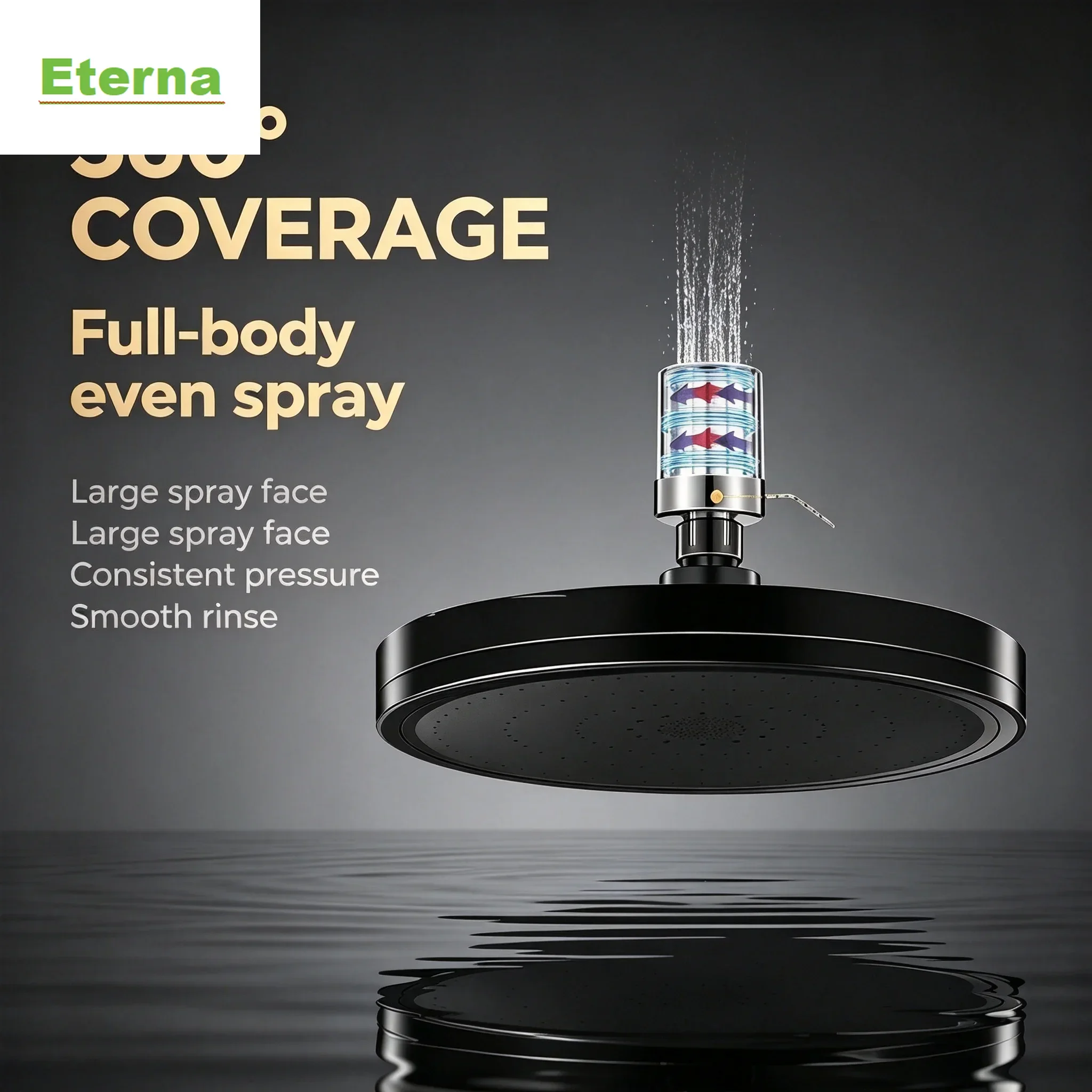 Powerful Boosting Rainfall Spray Ceiling Mount Shower Head Large Output Overhead Shower for Instant Full Body Coverage Bath