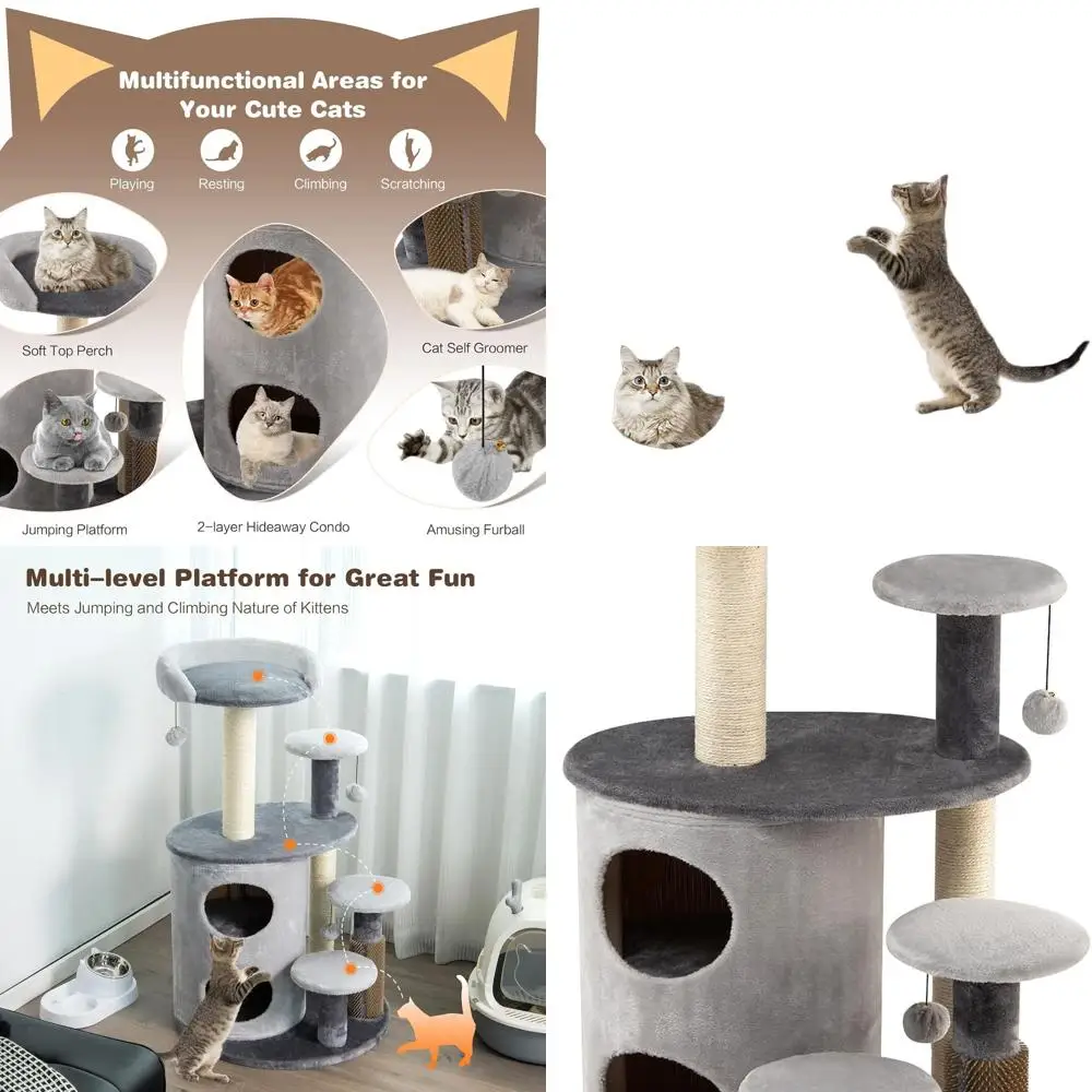 

Многоуровневый кошачий дерево-конструктор (40 элементов) с лежанками, игрушками и 2-уровневым домиком для крупных кошек и котят