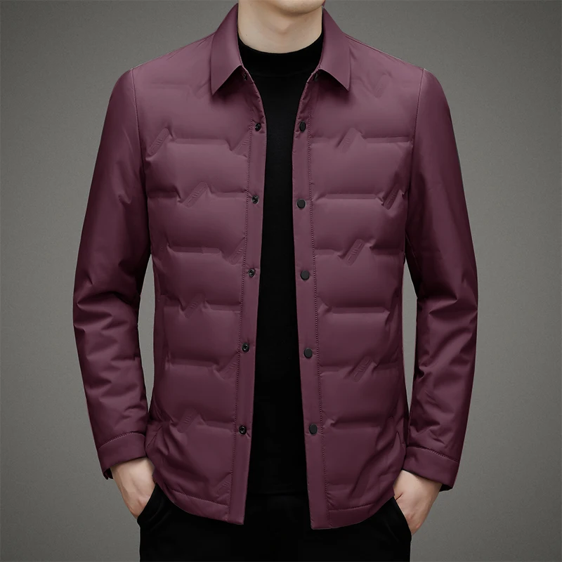 

Simple Style Men Lightweight Thermal Duck Down Puffer Jackets Winter Autumn Male Warm Coat Essential Coat Basic Outerwear