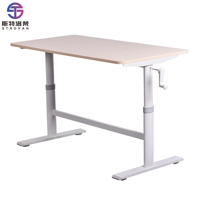 Writing Desk Hand Crank Height Kids Adjustable Study Desk Table for Bedroom