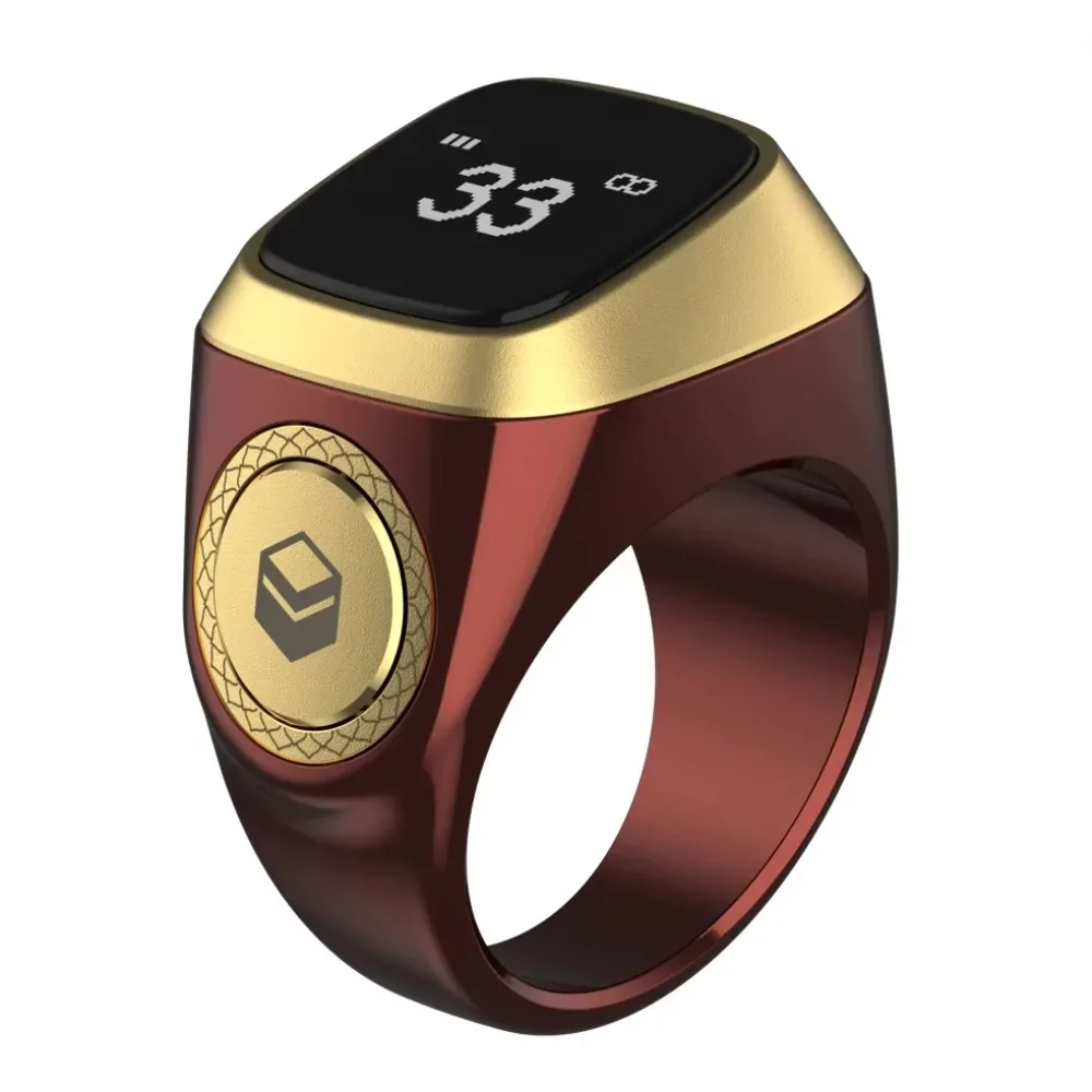 Smart Ring Tasbeeh counter with Iqibla Onlineal Fajr AZAN CLOCK Muslim BT Digital OLED Display Smart Ring