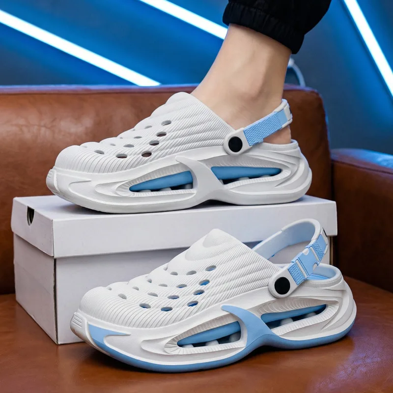 Neue Lochschuhe für Herren im Sommer, dicksohlig, rutschfest, atmungsaktive Fahrersandalen, langlebige und modische Strandschuhe. – Detail 23