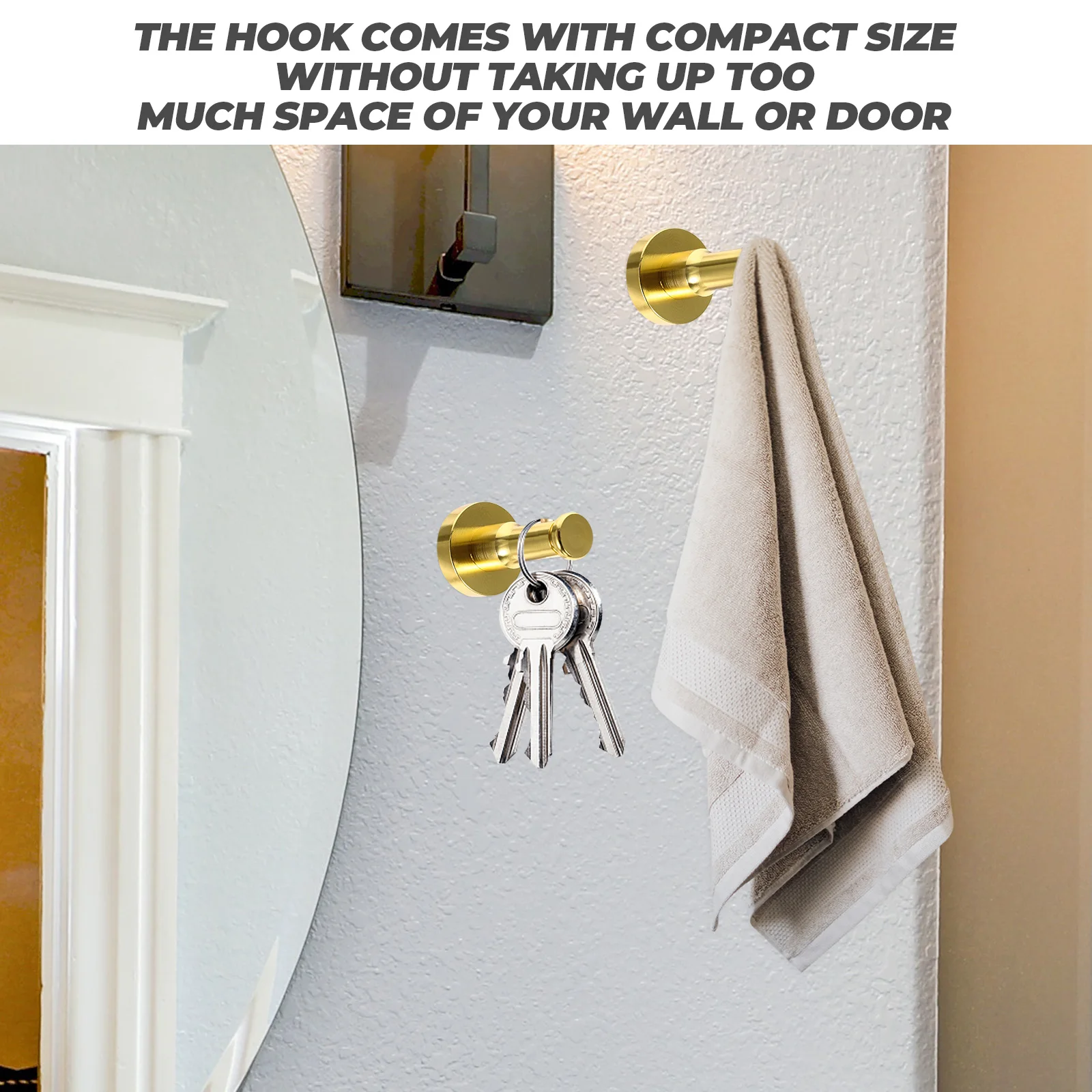 

4 Sets Coat Hooks Towel Storage Rack Clothes Wall Hangers Metal for Coats Golden Office