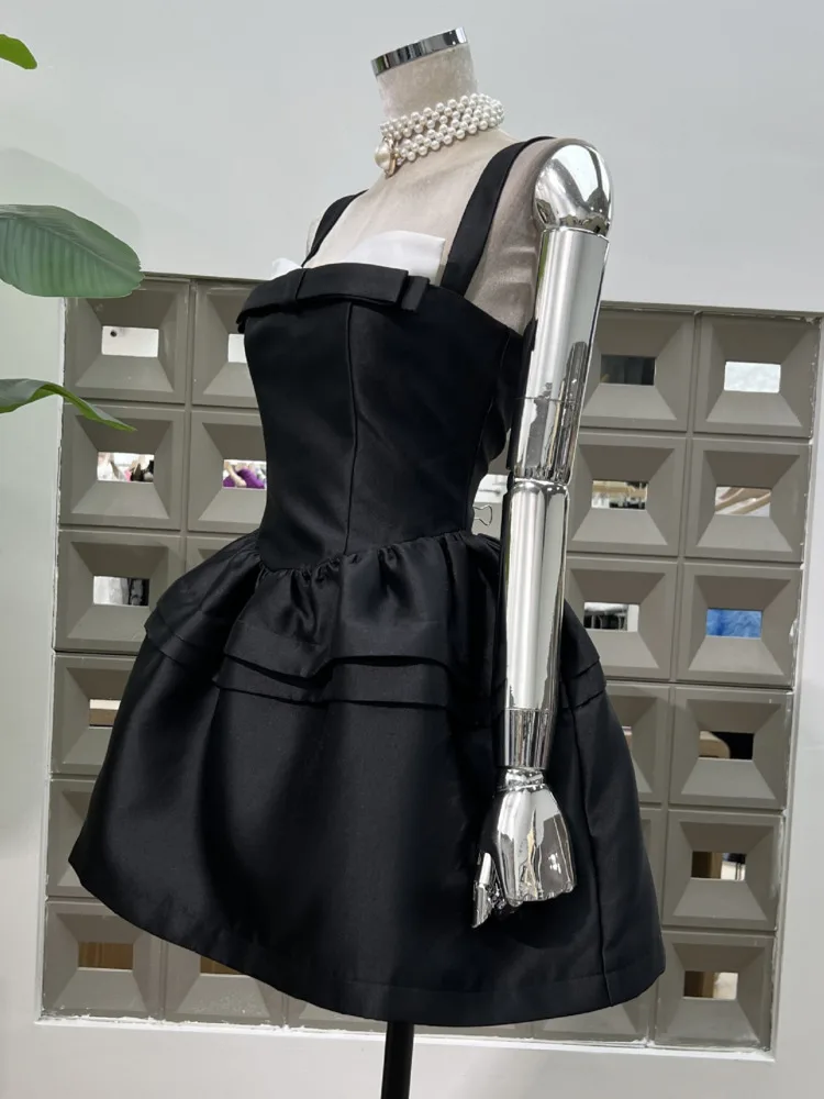 Dfdg feminino 2025 primavera verão tule vestido de baile elegante arco cintura vestido de festa à noite mangas bufantes vestido de casamento em camadas