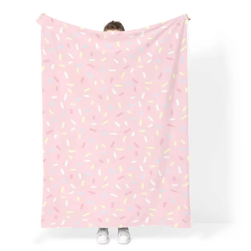 Pastel Pink Sprinkle Confetti Print Blanket Sweet Candy Donut Sprinkles Pattern Soft Cozy Blanket Kawaii All Season Blanket