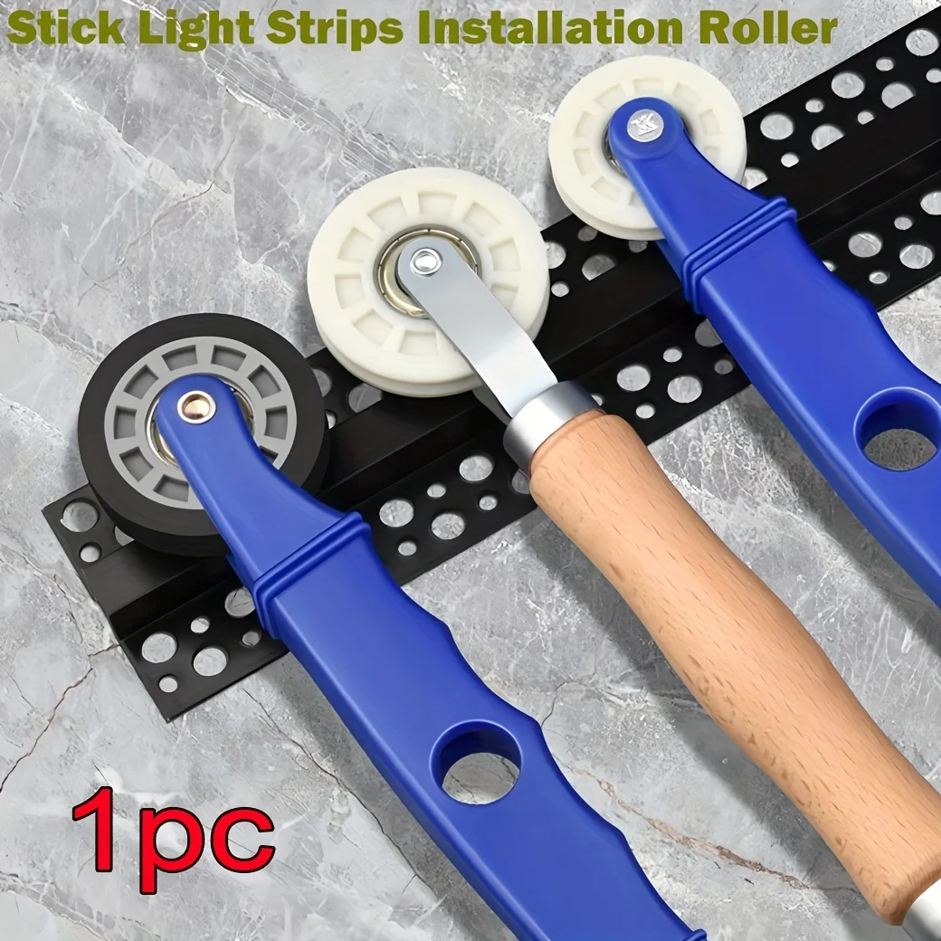 LED Strip Channel Roller Tool - 2 U-groove and Flat Wheels with Wood/ Plastic Handles | Quickly Install 5mm/ 8mm/ 10mm LED Strip
