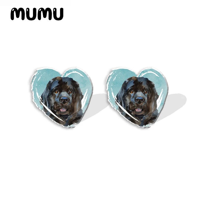 2023 New Newfoundland Dog Acrylic Stud Earring Handmade Earrings Resin Epoxy Jewelry Gifts Friend