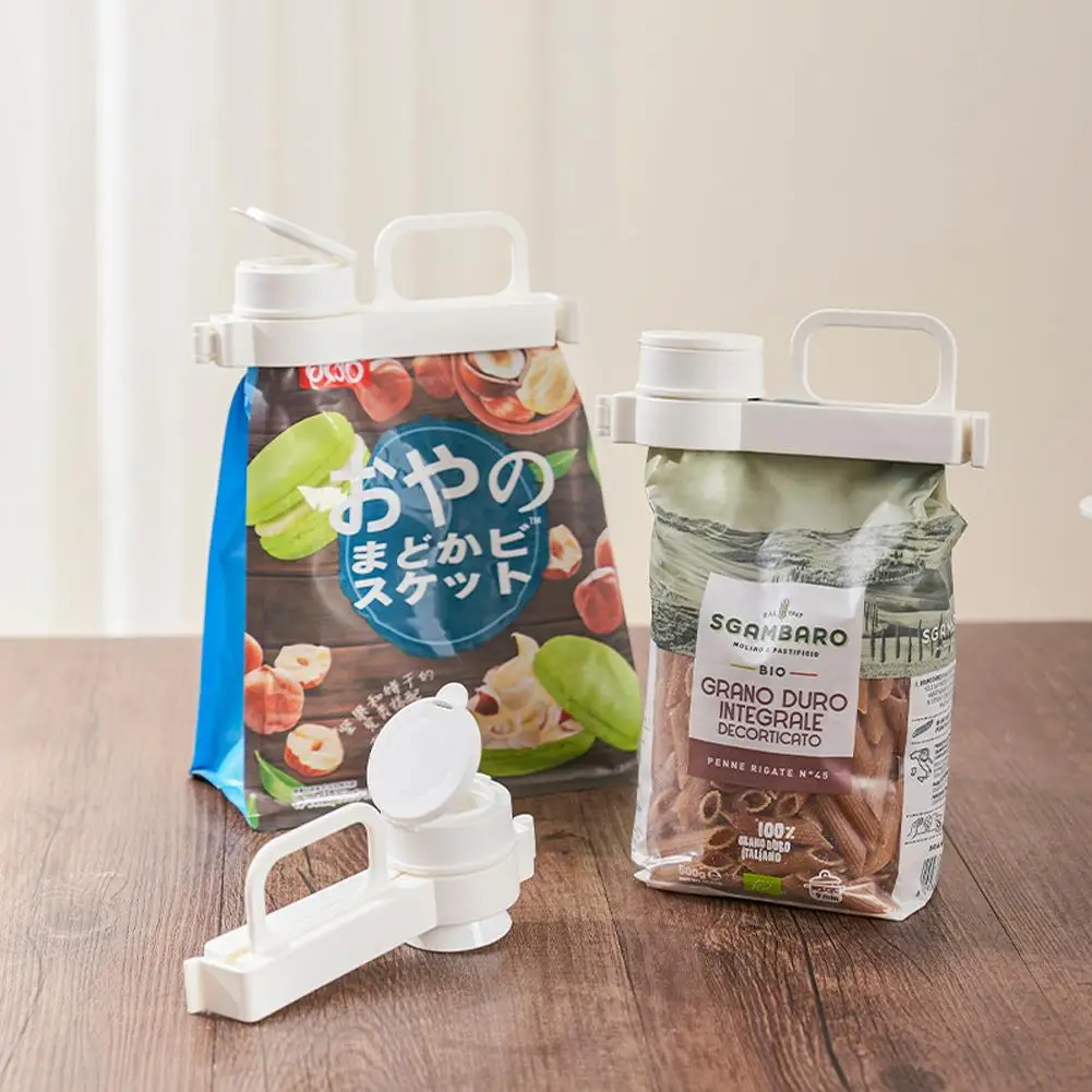 1pcs Food Storage Bag Sealing Clips Plastic Cap Sealer Clip with Pour Spouts Snack Candy Storage Fresh Clamp Kitchen Organizer