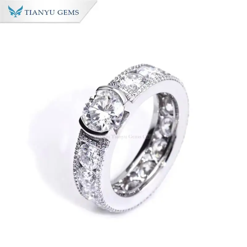 Fine Jewelry Iced Out Hip Hop Cuban Link Ring 925 Sterling Silver 14K 18K Gold VVS Moissanite Diamond Finger Band Ring for Men