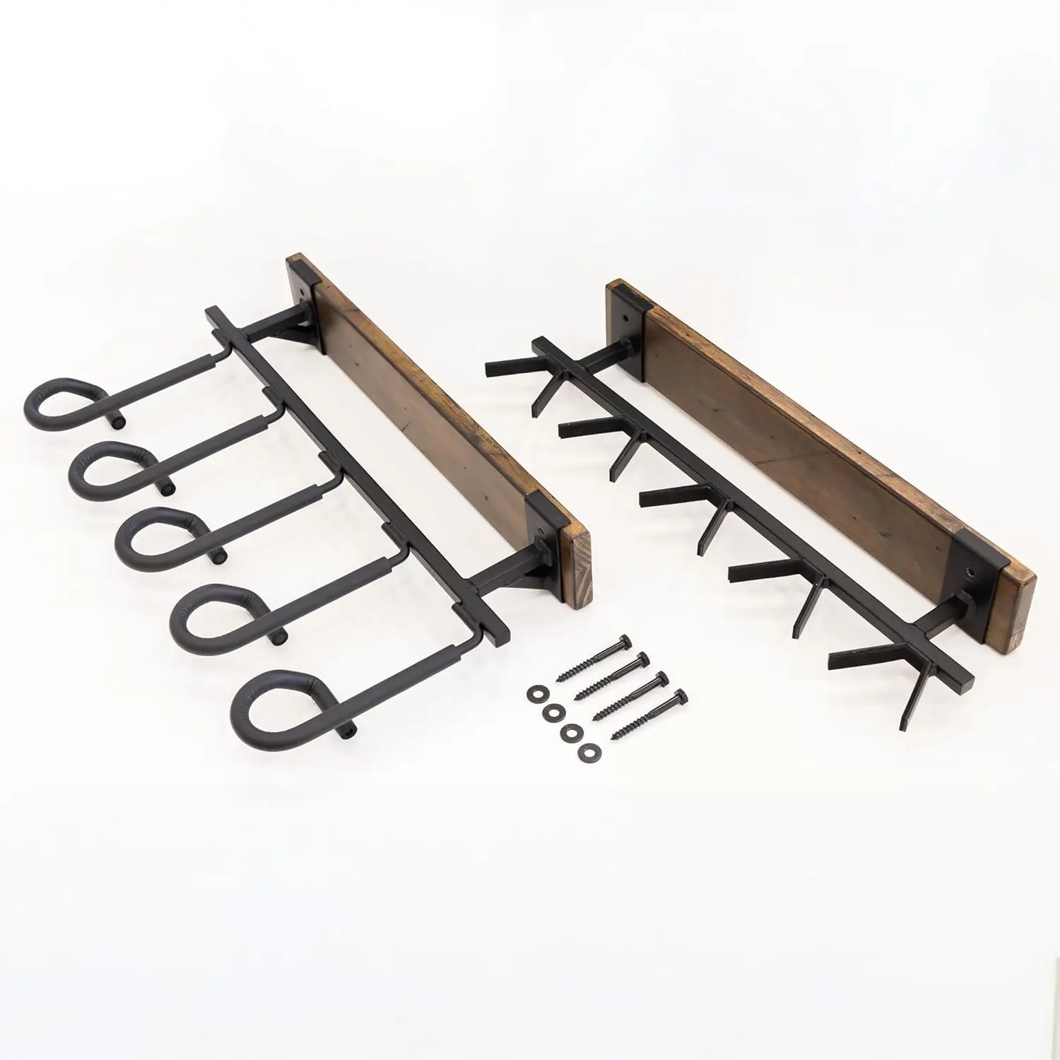 5 Firearms | WoodIndoor Gun Rack for Wall, Rifle Rack and Shotgun Wall Mount, Rustic Wood and Solid Steel, Vertical Gun Rack Wal
