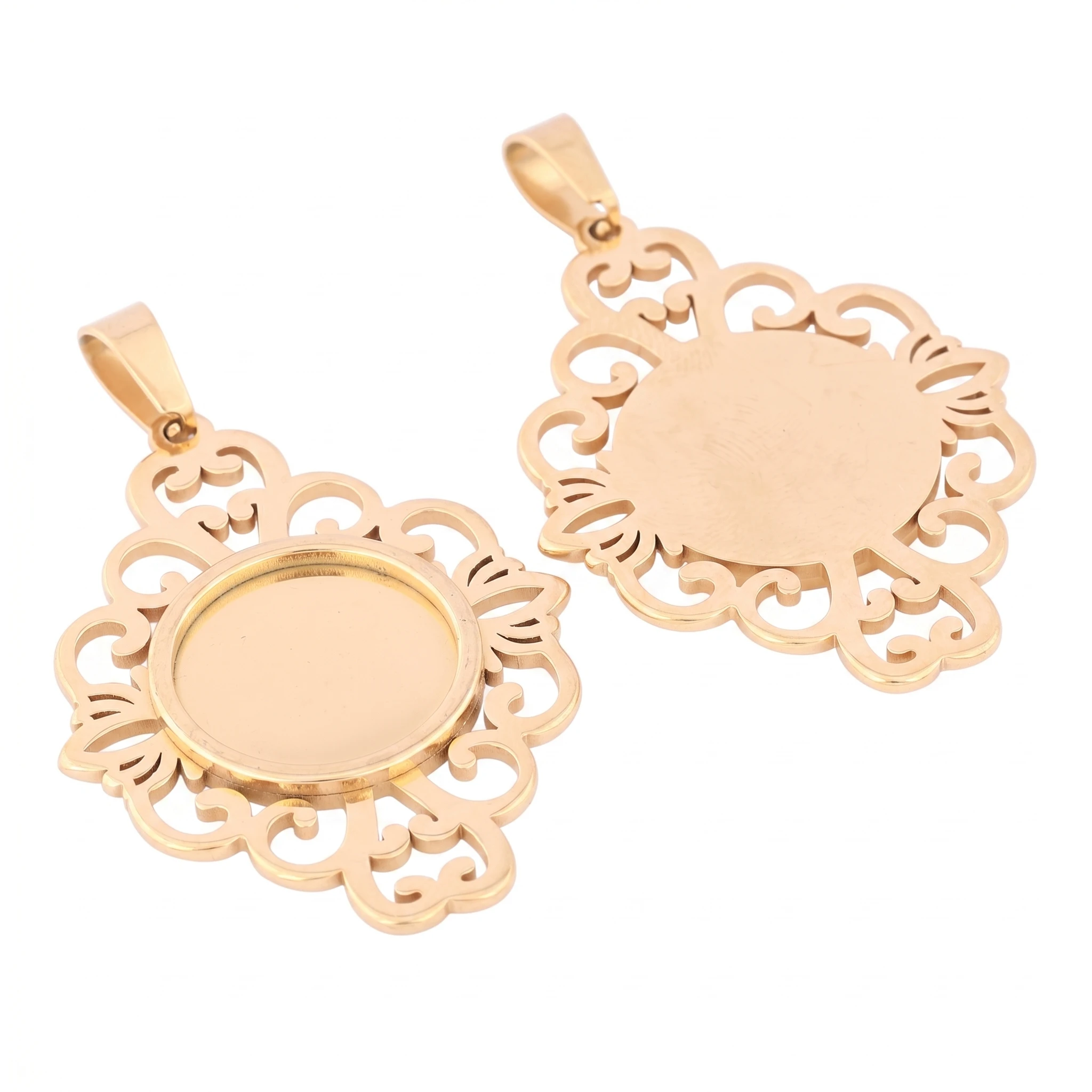 5pcs Stainless Steel Filigree - Bezels Set Pendant review and price