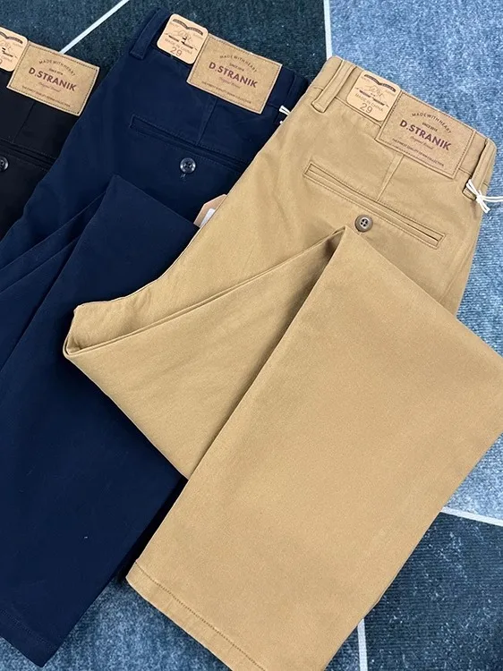 

American Sle Pure Cotton Straight Leg Workwear Pants Men's Bla Long Trousers Simple Trendy Spring Seasonal Retro Khaki