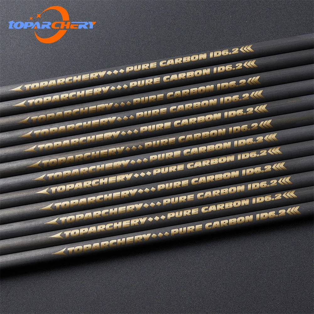 

Toparchery 12pcs Pure Carbon Arrow Shaft ID 6.2MM Spine 300 350 400 500 600 Archery For Bows Shooting