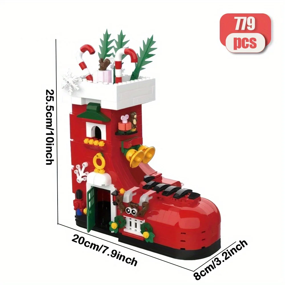 creative expert DK713 Seasonal Santa with light LED Christmas Shoes moc Building Block model toy  gifts kids Christmas 779pcs