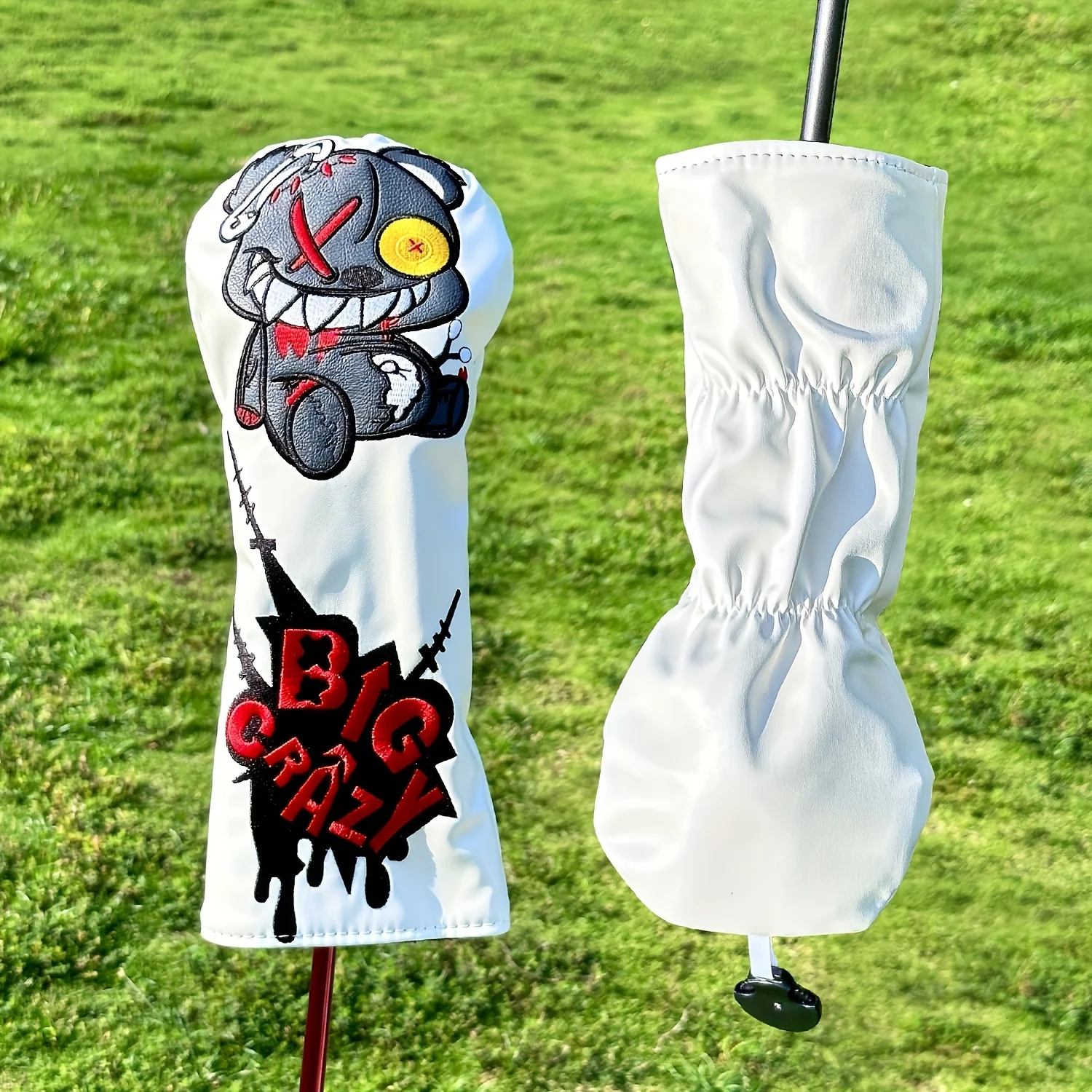 Golf Club Cover Protector Cover for 1pc/4pcs Driver Fairway Hybrid, Wood Club Cover Protective Cover  Bear Cartoon Embroidery image 4