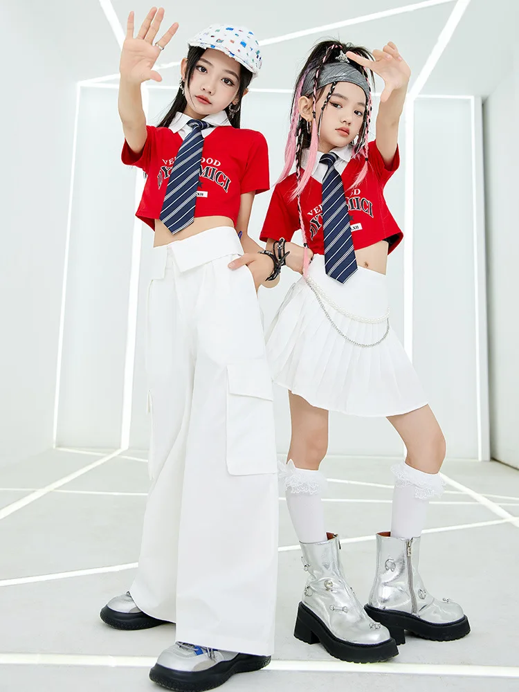 Kpop Girls Group Jazz Dance Hip Hop Kleidung T-Shirts Weiße Hosen Street Dance Anzug Breaking Catwalk Show Kostüme