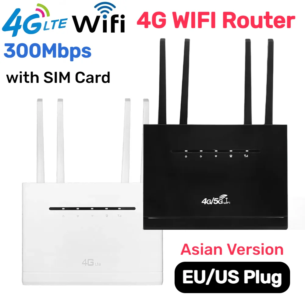 4G CPE Router WIFI Router Modem Support 32 Users with SIM Card Slot Wireless Internet Router 4 Antenna Hotspot for Home/Office