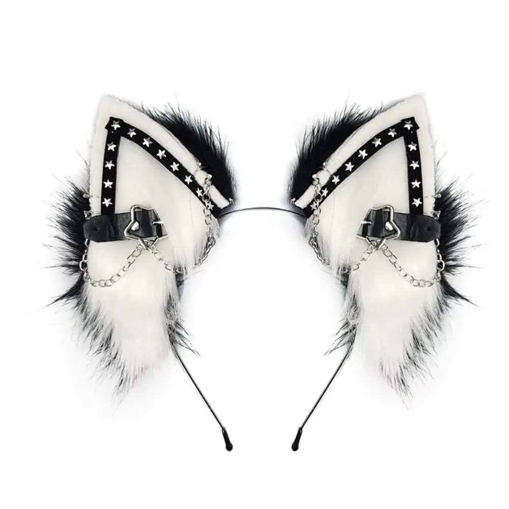 Practical Animal Cat Ears Headband Artificial Furry Gothic Headband Punk-style Reusable Hair Accessories Stage
