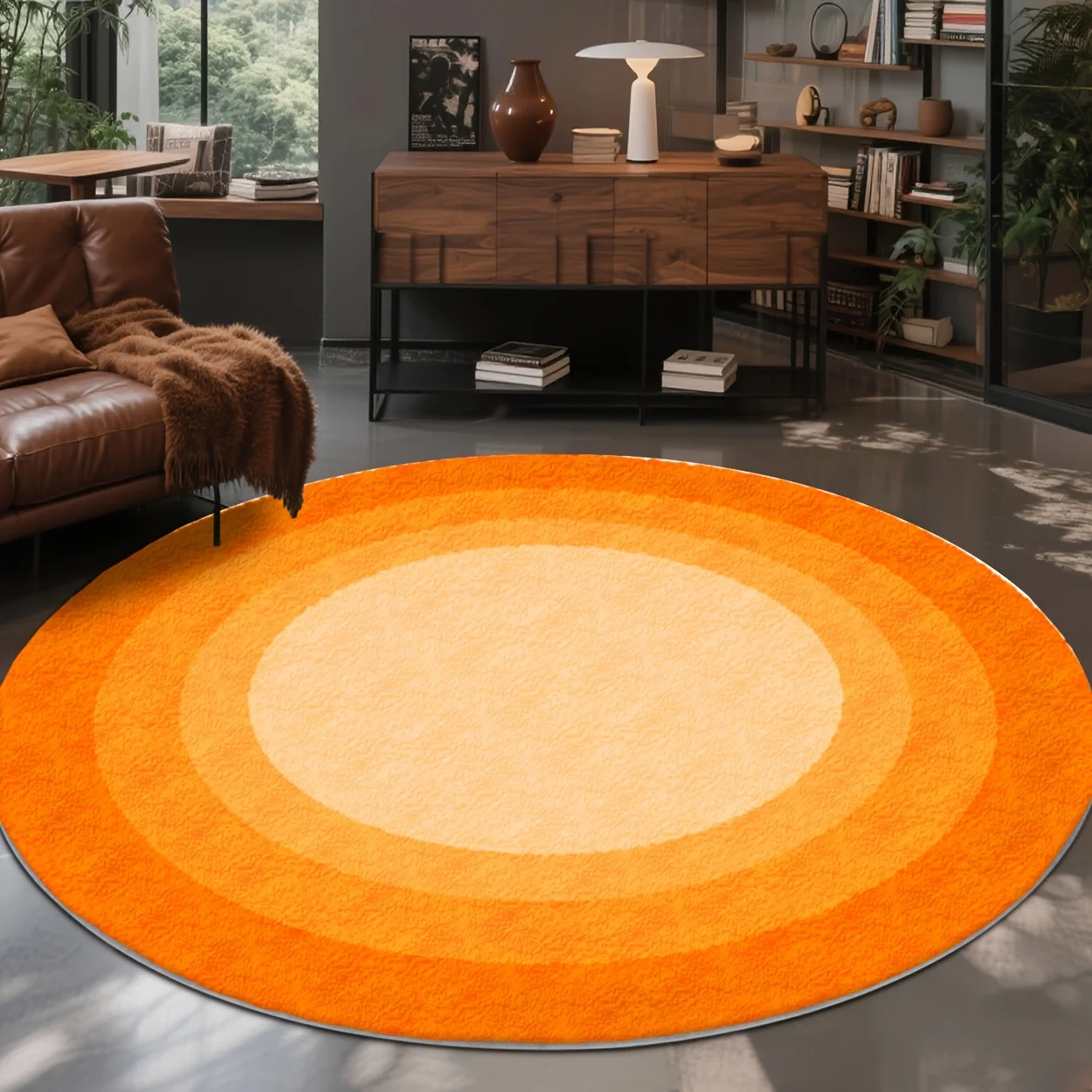 Festive Gradient Color Motif Circular Rug Decorative Non Slip Door Mat Versatile Accent For Gym Dance Studio Lounge Room
