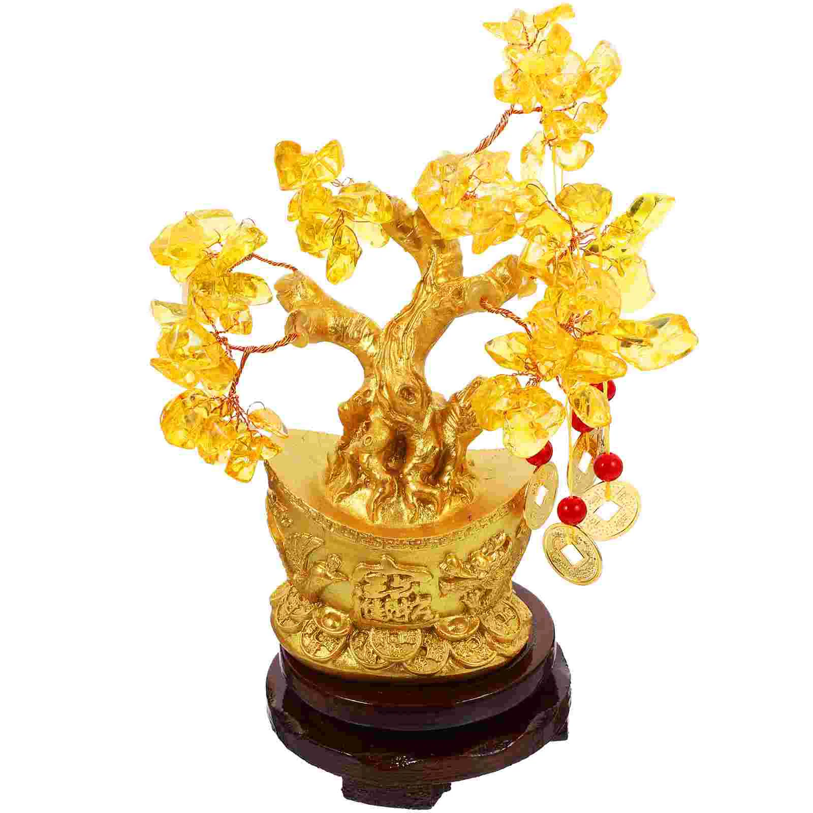 Bonsai Tree Citrine Macrocarpa Classic Chinese Style Decoration Lucky Table Centerpiece Yellow Delicate