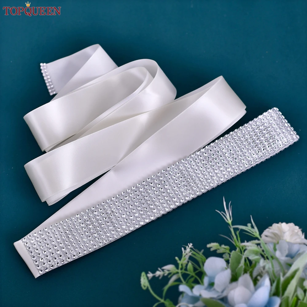 TOPQUEEN S19-4 Sparkle Cưới Dây Đầm Dây Nữ Rộng Cô Dâu Thắt Lưng Phù Dâu Dây Cho Đầm Giao Hàng Nhanh Trang Sức Ngọc Dây