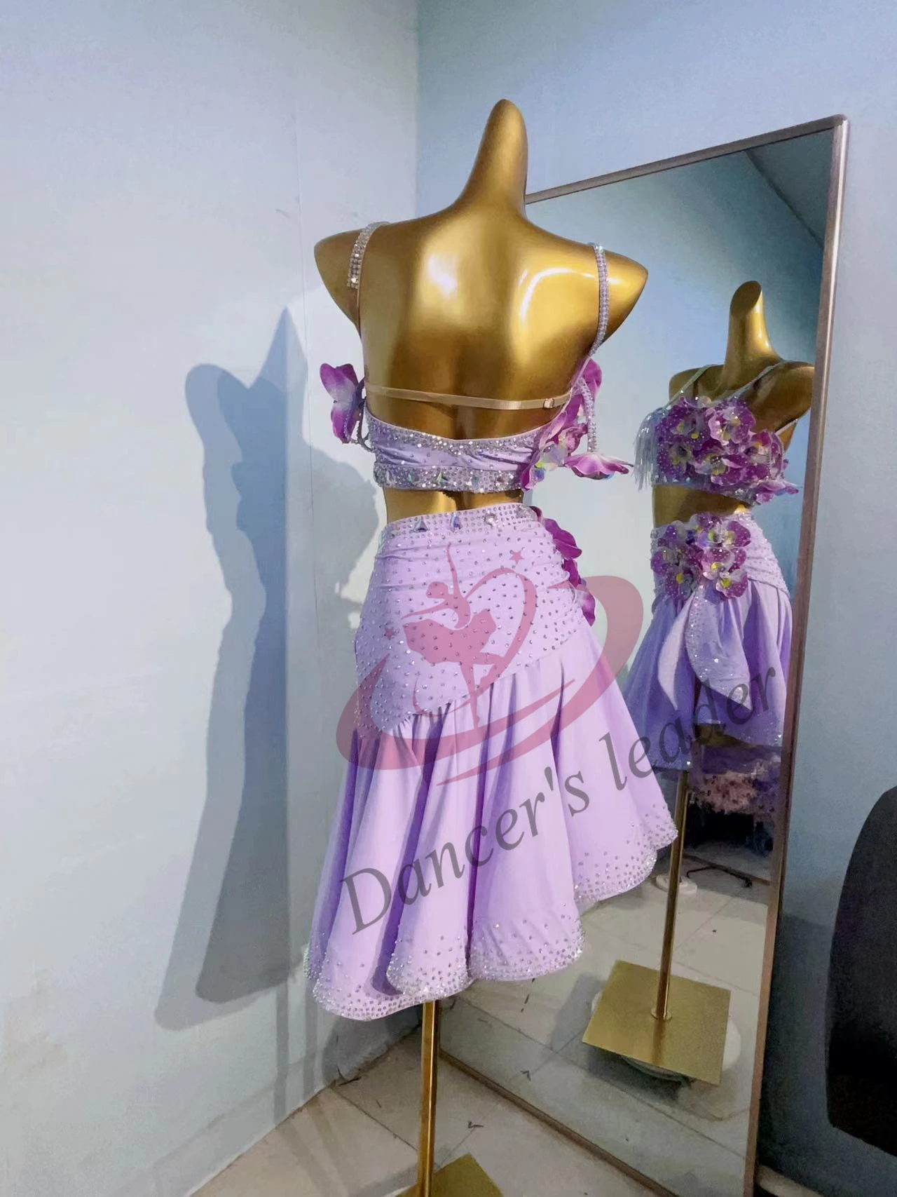 Kostium do tańca latynoamerykańskiego na scenę, ekskluzywny, szyty na miarę, Cha Cha Tango Standard, profesjonalna sukienka, kwiecista spódnica.