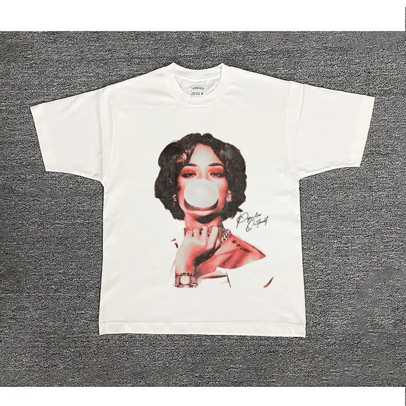 Hip-hop Rap Street-style Direct-exhaust Breathable Printed Short-sleeved T-shirt Made of Cotton