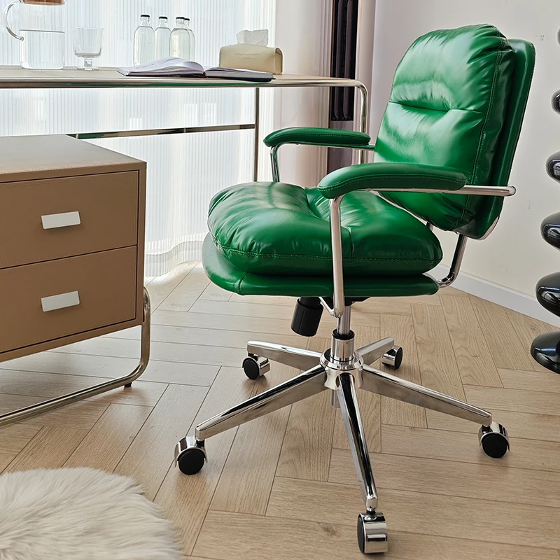 

Computer Fex Leather Nordic Chair Wheels Comfortable Designer Study Office Chair Desk Executive Silla De Escritorio Furniture